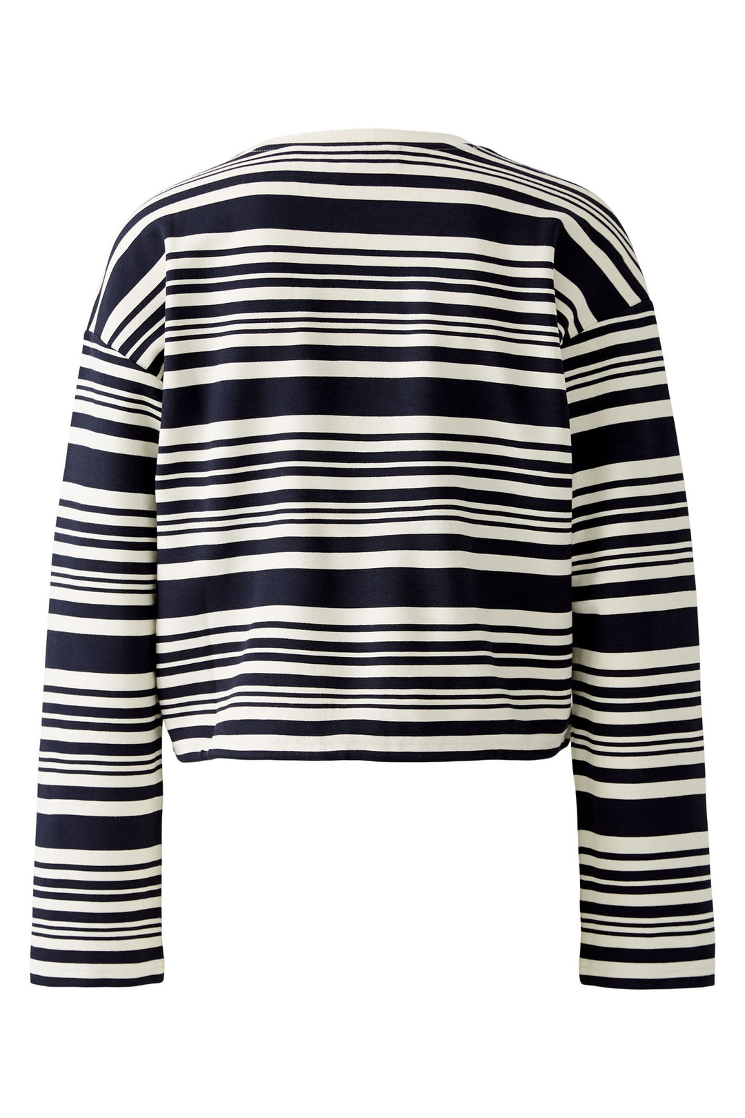 Oui Sweatshirt White Blue Stripe Drawstring Waist 92558 0105 - Olivia Grace Fashion