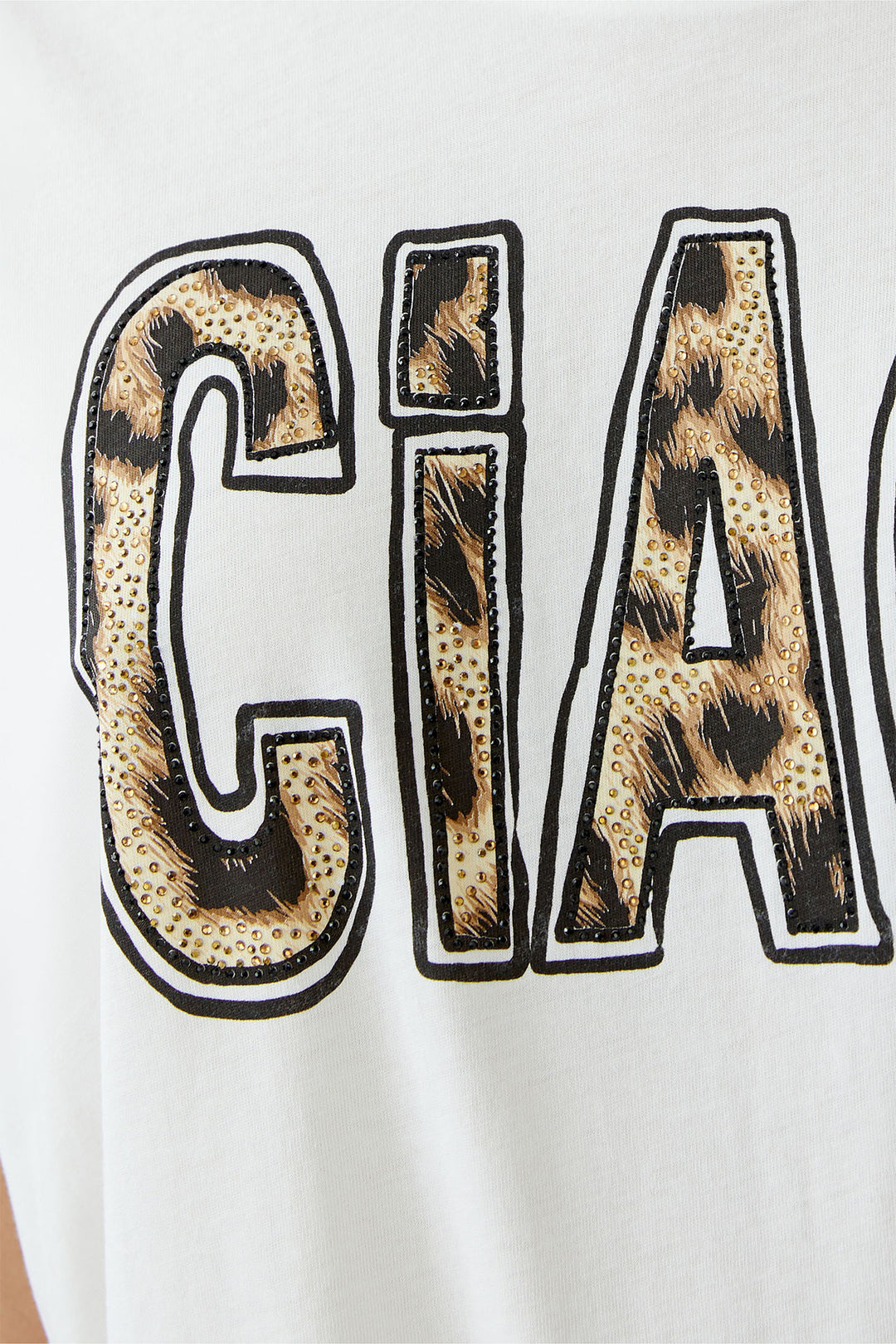 Oui T-Shirt Ciao Motif Cloud Dancer White 92560 1006 - Olivia Grace Fashion