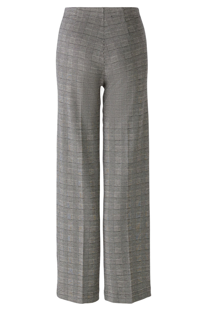 Oui Trousers Black Off White Check Straight Leg 89784-0991 - Olivia Grace Fashion