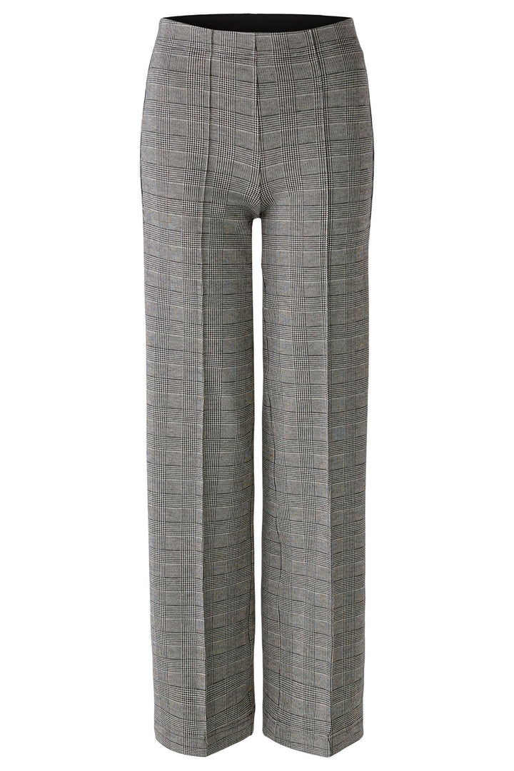 Oui Trousers Black Off White Check Straight Leg 89784-0991 - Olivia Grace Fashion