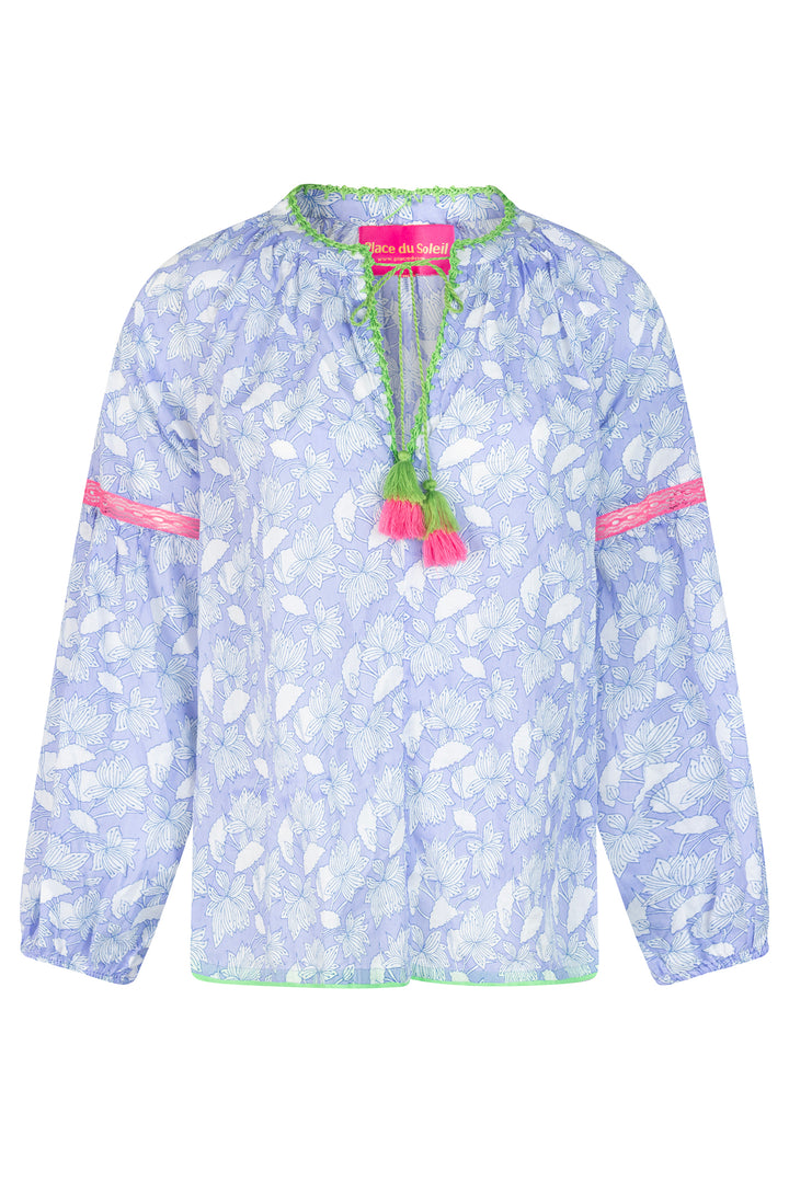 Place du Soleil S25-309 Blue Lila Print Top