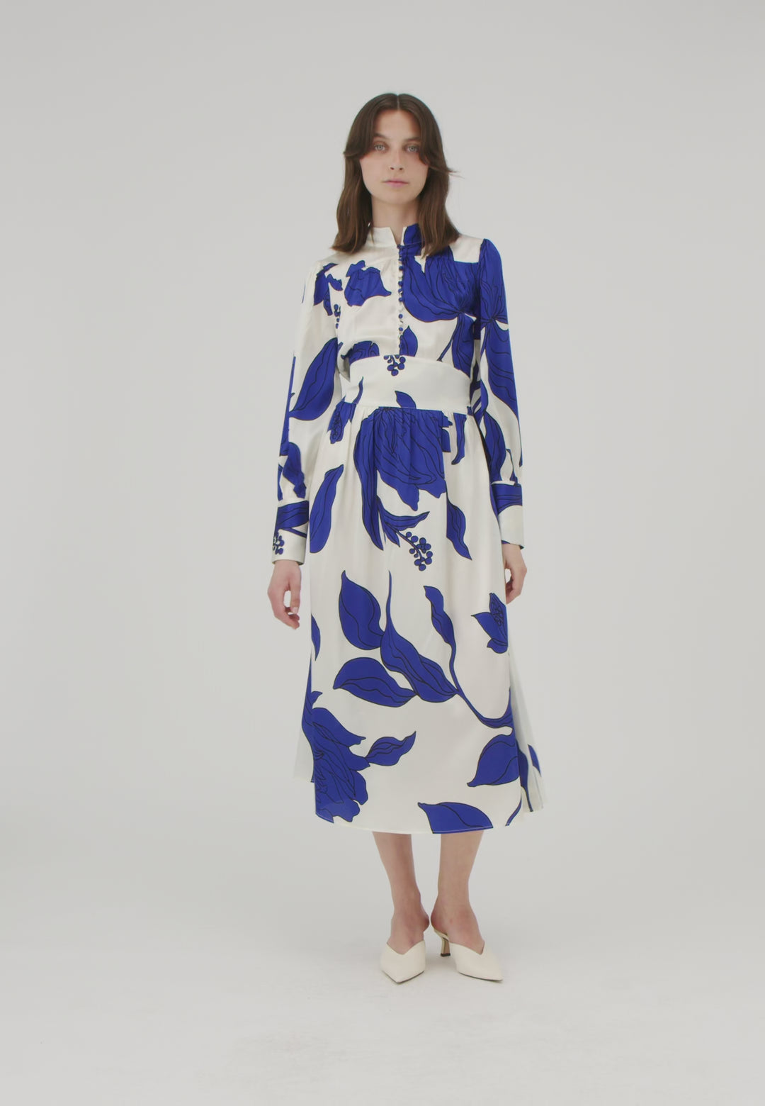 Dea Kudibal Alondra 0360124 5751 Datura Cobalt Blue Print Silk Dress - Olivia Grace Fashion