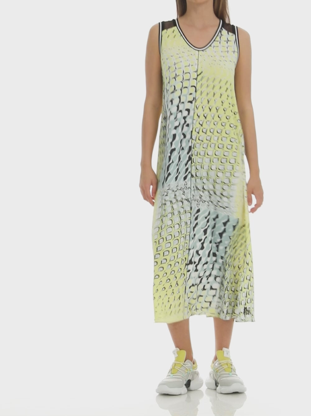 Marc Cain Sports WS 21.16 W30 509 Soft Sage Print Sleeveless Dress - Olivia Grace Fashion