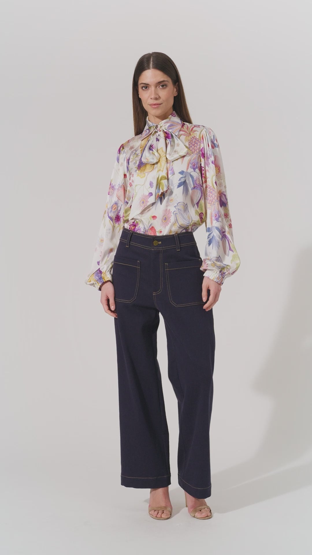 Dea Kudibal KikkiDEA Silk Blouse Bow Neck Flowertree Print 1690425 5865 - Olivia Grace Fashion