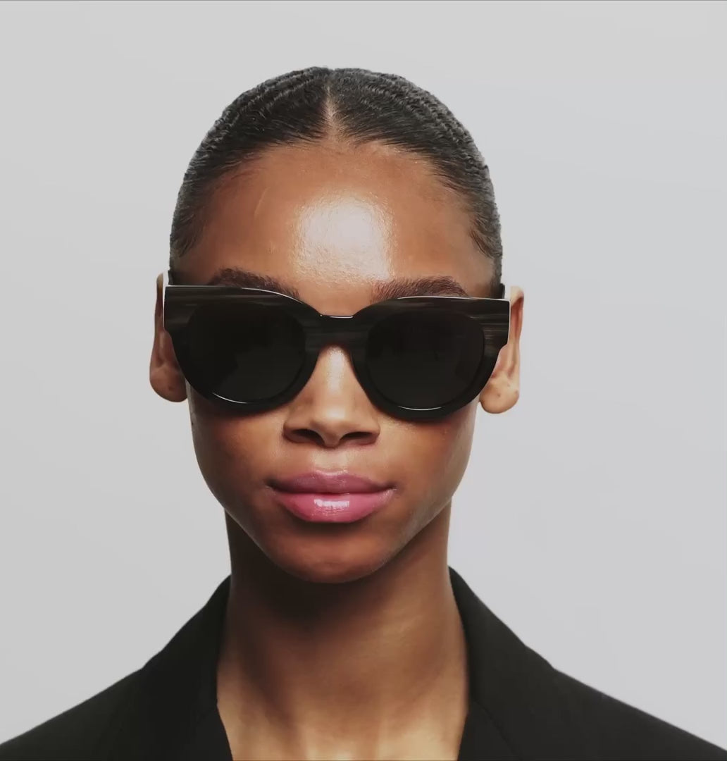 A.Kjaerbede Lilly KL2215 Striped Horn Black Sunglasses - Olivia Grace Fashion