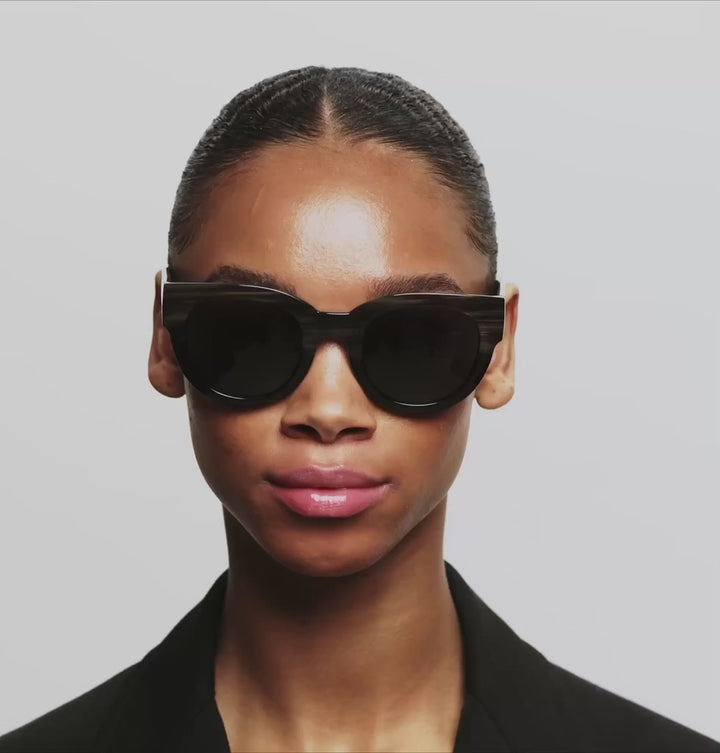 A.Kjaerbede Lilly KL2215 Striped Horn Black Sunglasses - Olivia Grace Fashion