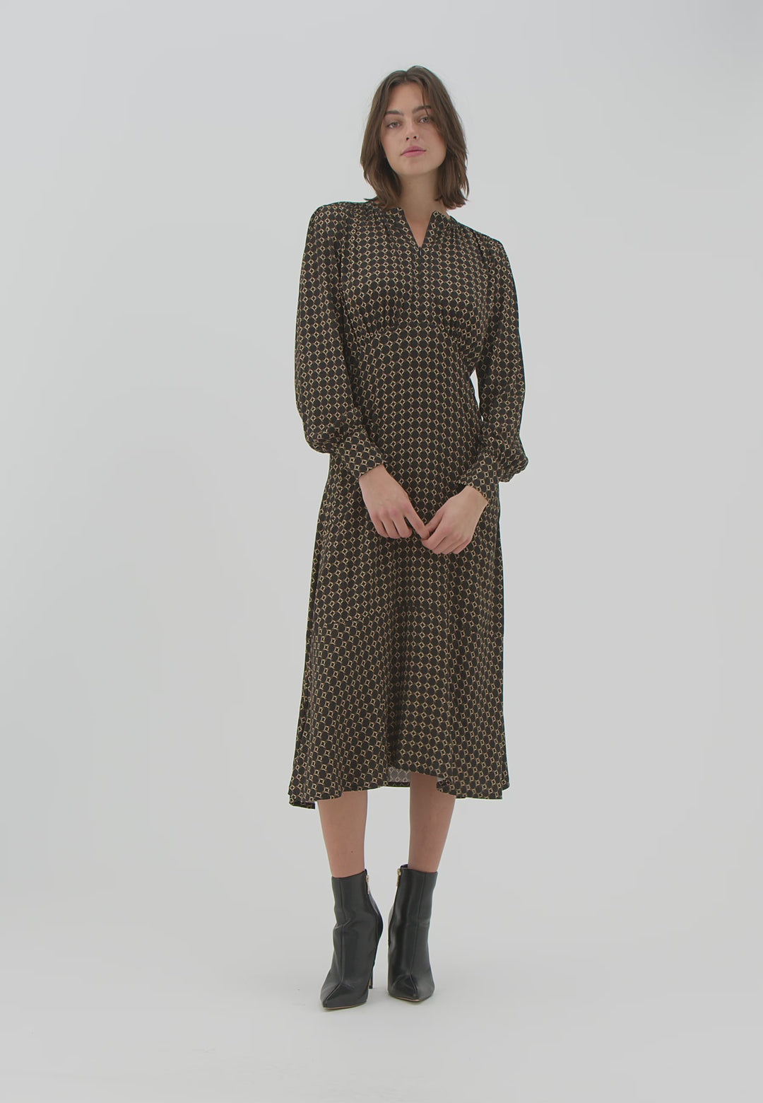 Dea Kudibal Rudydea Bees Print Midi Dress Brown 0520724 5793