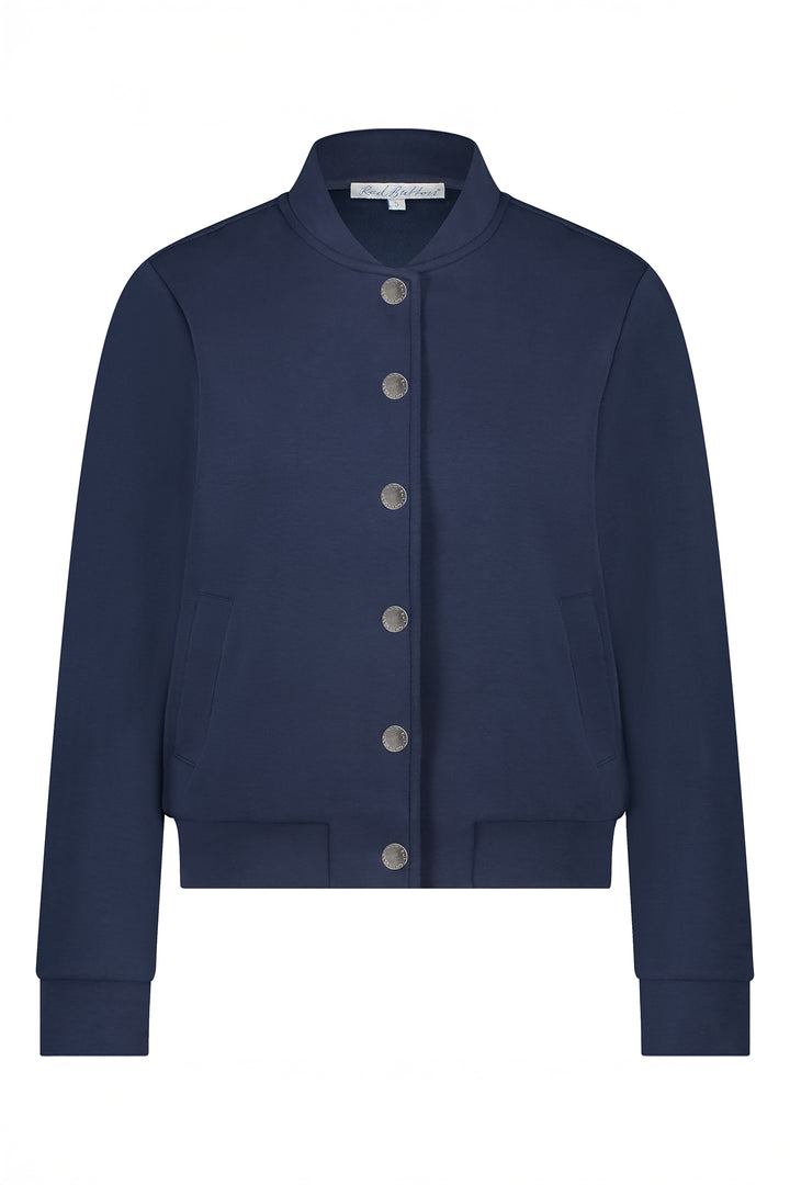 Red Button Bomber Jacket Scuba Navy SRB4529 - Olivia Grace Fashion