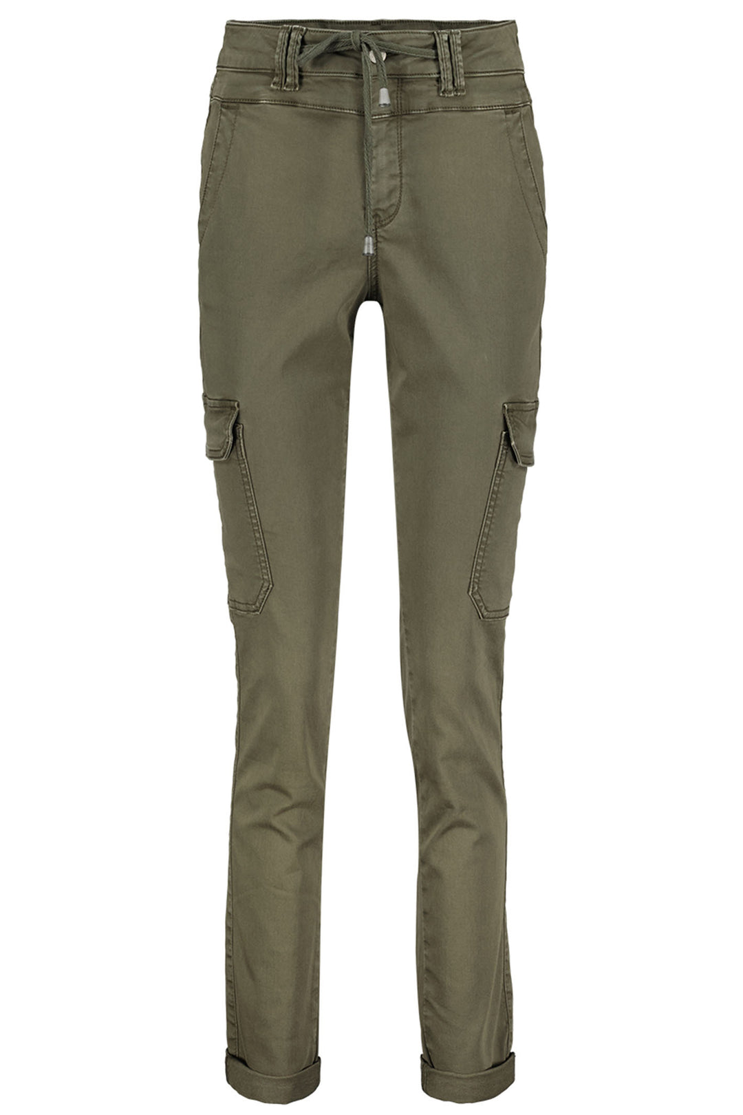 Red Button Cargo Jogger Trousers Dark Khaki Green SRB4325 - Olivia Grace Fashion