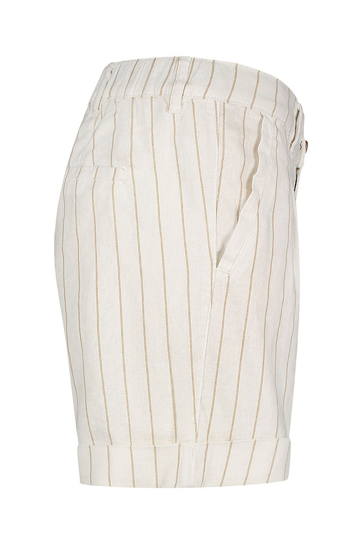 Red Button Cleo Short Cotton Linen Stripe Dark Sand SRB4574 - Olivia Grace Fashion