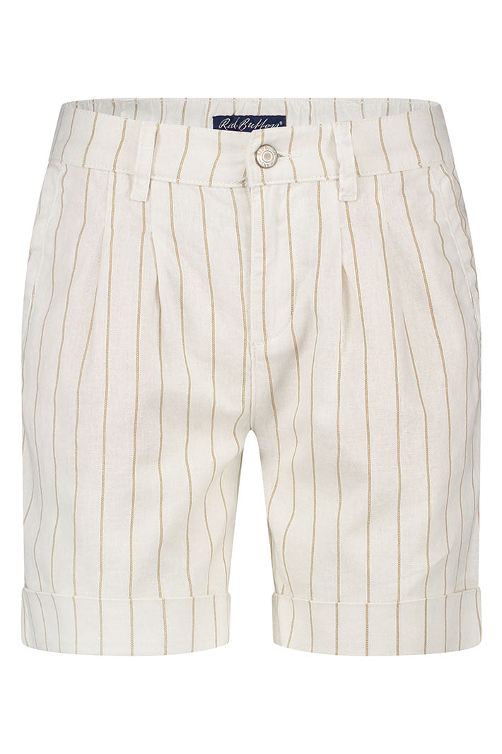 Red Button Cleo Short Cotton Linen Stripe Dark Sand SRB4574 - Olivia Grace Fashion