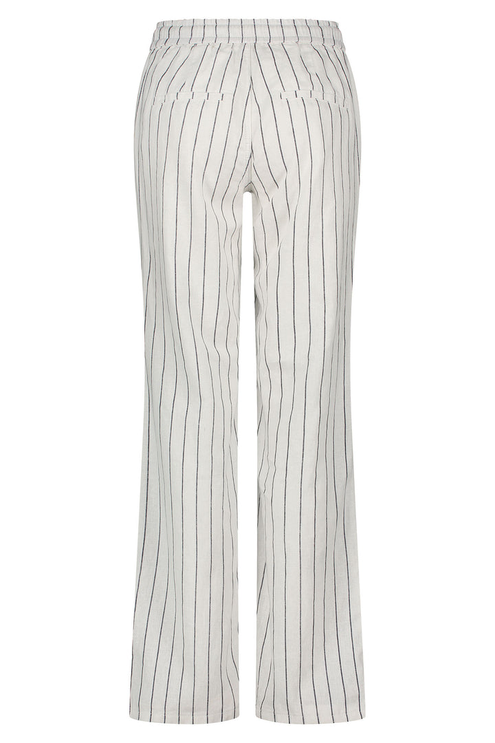 Red Button Colette Trousers Cotton Linen Stripe Navy SRB4441A - Olivia Grace Fashion