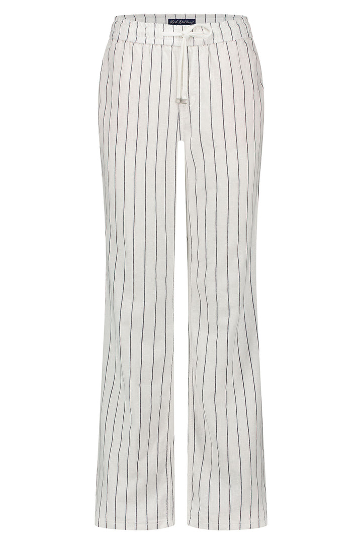 Red Button Colette Trousers Cotton Linen Stripe Navy SRB4441A - Olivia Grace Fashion