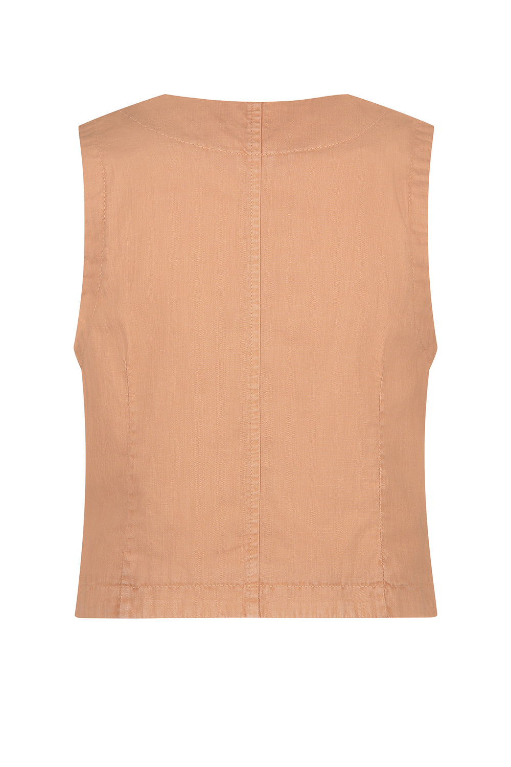 Red Button Cotton Linen Waistcoat Coppertan SRB4506 - Olivia Grace Fashion