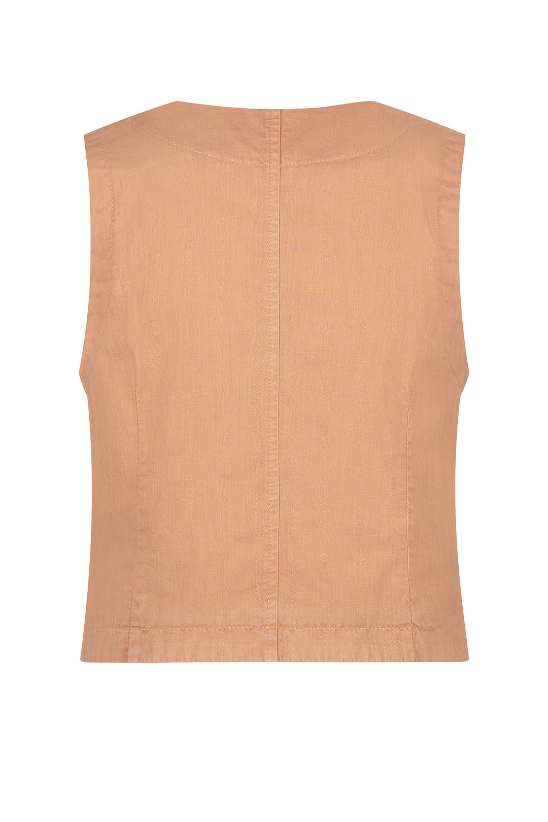 Red Button Cotton Linen Waistcoat Coppertan SRB4506 - Olivia Grace Fashion