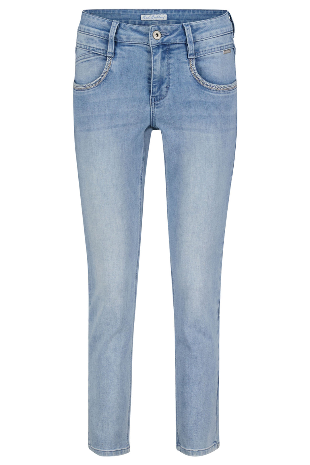 Red Button SRB4226 Sissy Blue Bleach and Embroidered Jeans - Olivia Grace Fashion