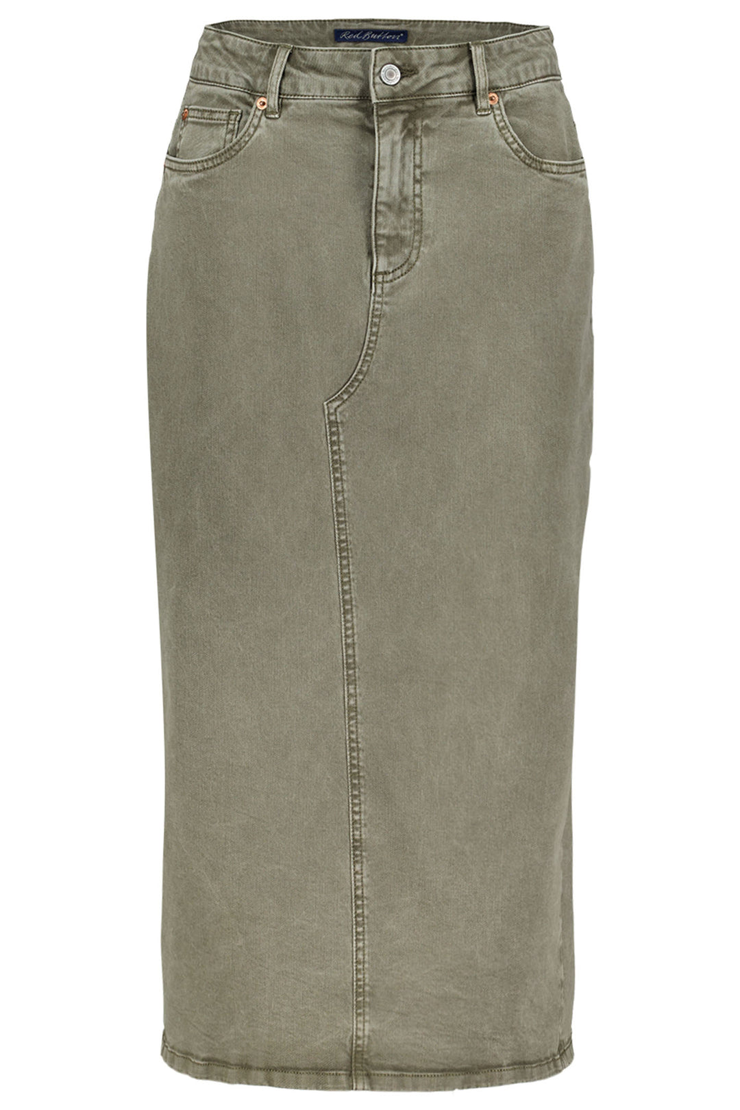 Red Button SRB4298 Sibelle Dark Khaki Denim Skirt - Olivia Grace Fashion