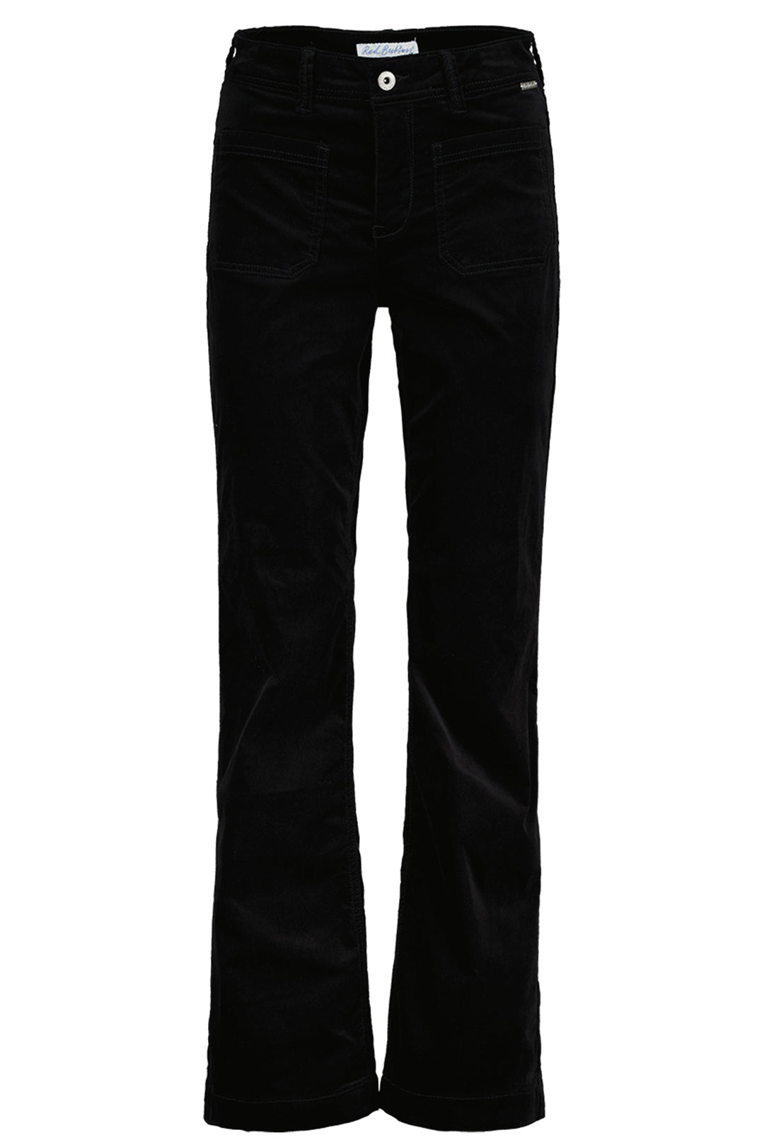 Black velvet trousers on a white background