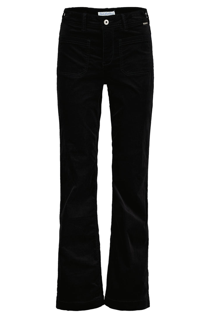 Black velvet trousers on a white background