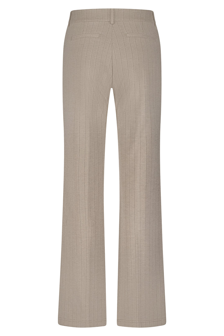 Beige pants with a subtle pattern on a white background