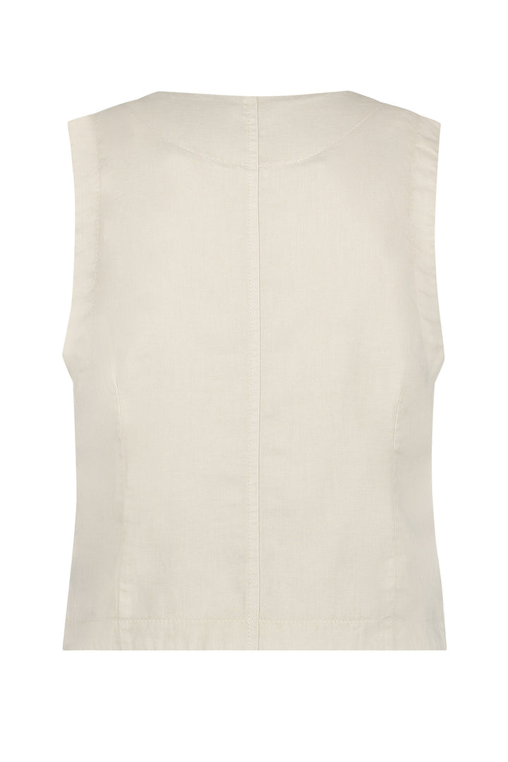 Red Button Waistcoat Cotton Linen Pearl SRB4506 - Olivia Grace Fashion