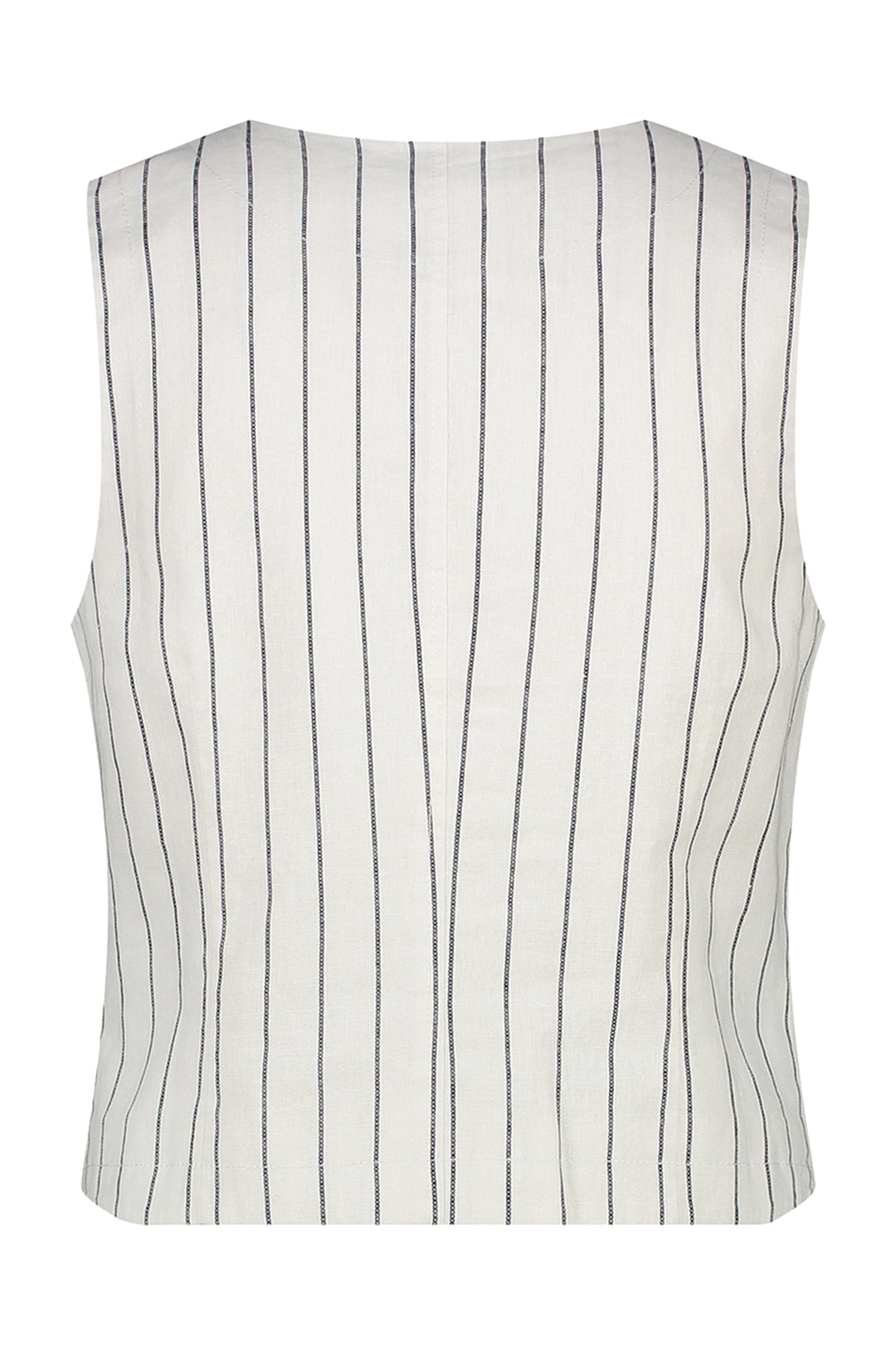 Red Button Waistcoat Cotton Navy Linen Stripe SRB4514 - Olivia Grace Fashion