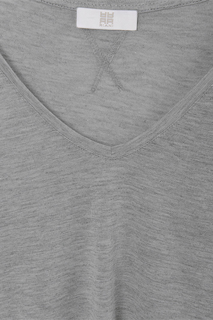 Riani Women's Top Silver Stone Grey V-Neck Short Sleeve 478485-8309-912 - Olivia Grace Fashion