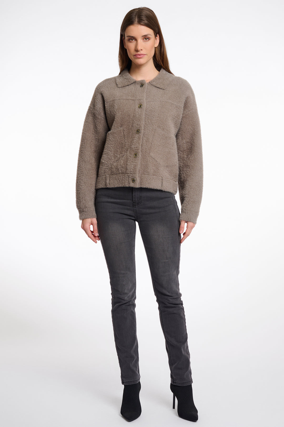 Rino & Pelle Bubbly Taupe Boxy Jacket - Olivia Grace Fashion