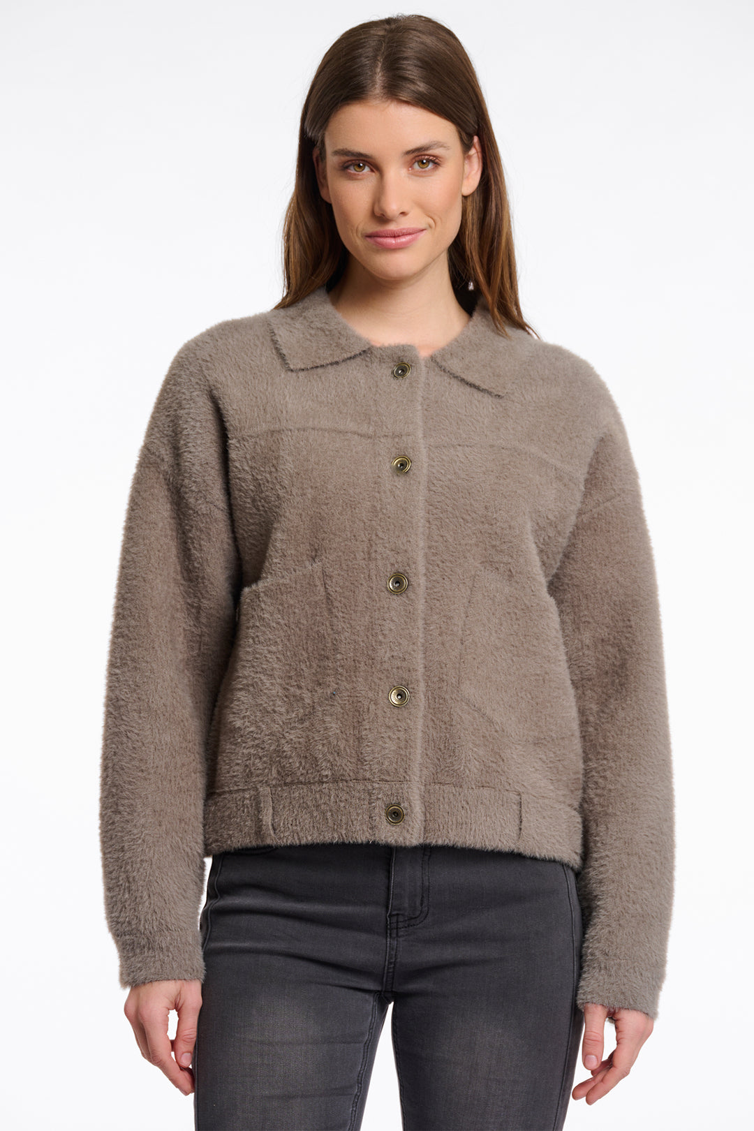 Rino & Pelle Bubbly Taupe Boxy Jacket - Olivia Grace Fashion