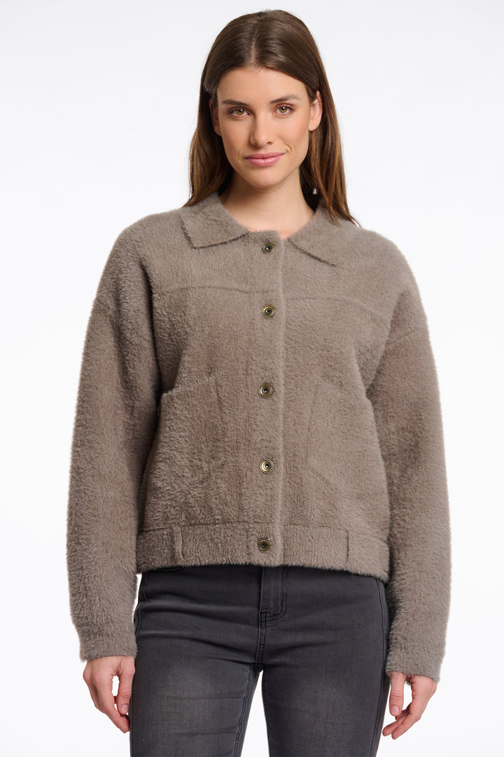 Rino & Pelle Bubbly Taupe Boxy Jacket - Olivia Grace Fashion