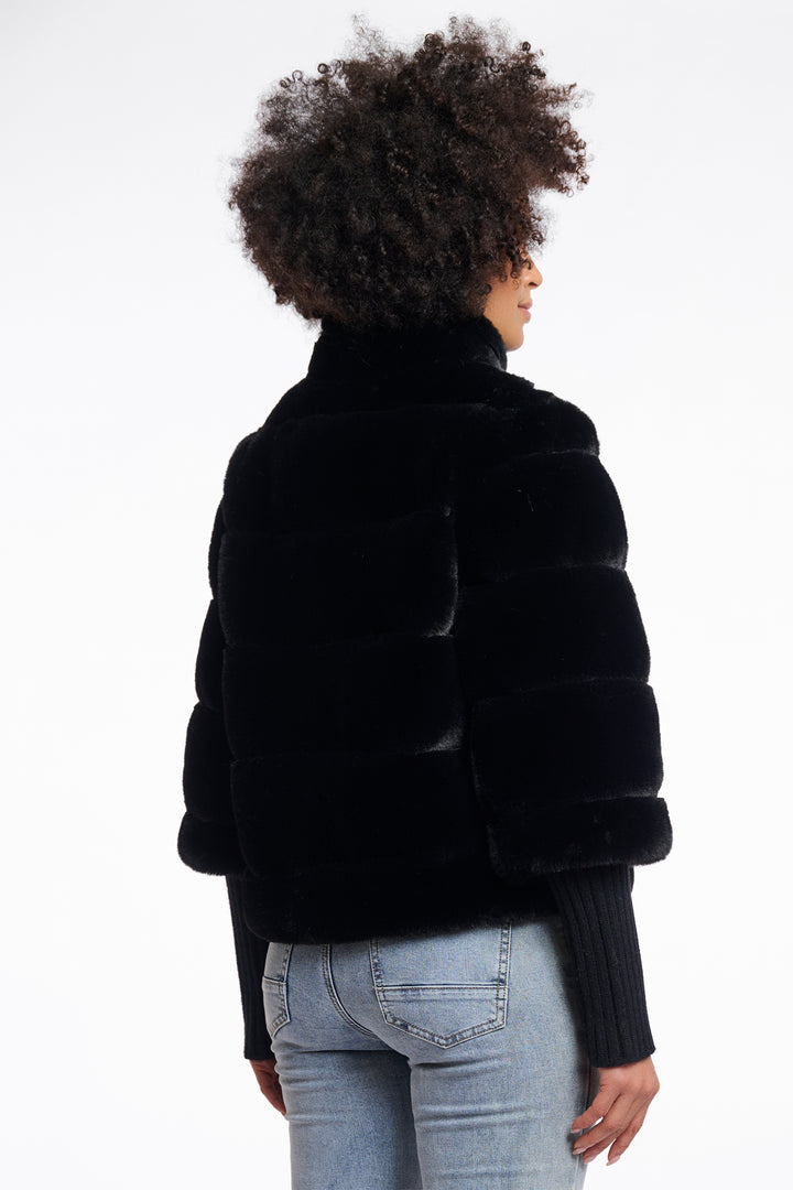 Rino & Pelle Feline Black Faux Fur Jacket 7002512 - Olivia Grace Fashion