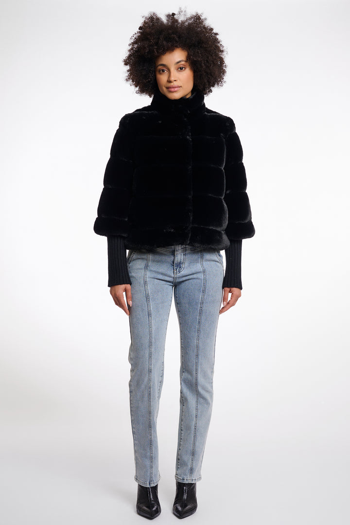 Rino & Pelle Feline Black Faux Fur Jacket 7002512 - Olivia Grace Fashion