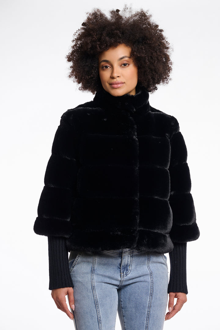 Rino & Pelle Feline Black Faux Fur Jacket 7002512 - Olivia Grace Fashion