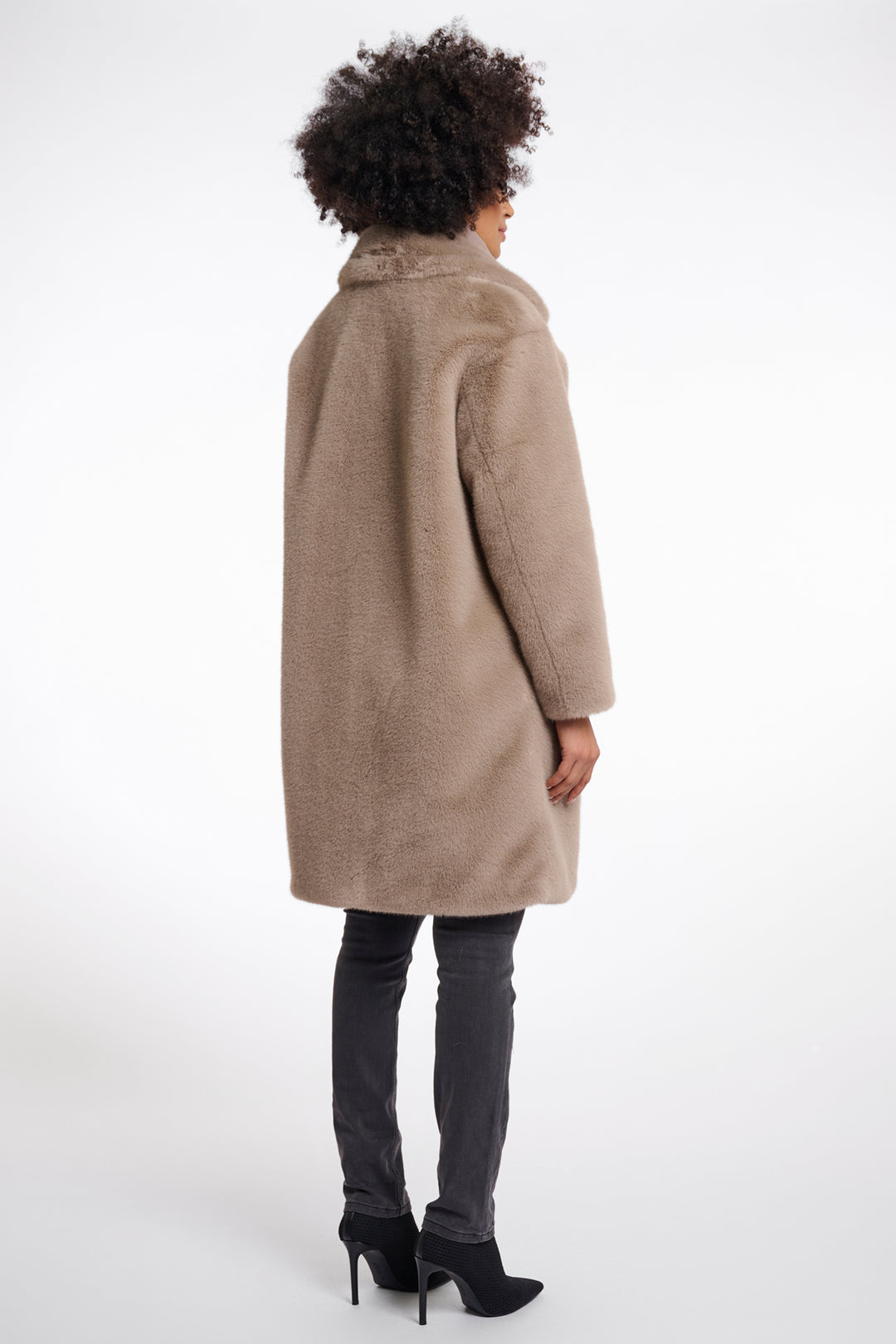 Rino & Pelle Geesje Toffee Brown Faux Fur Coat With Detachable Collar - Olivia Grace Fashion