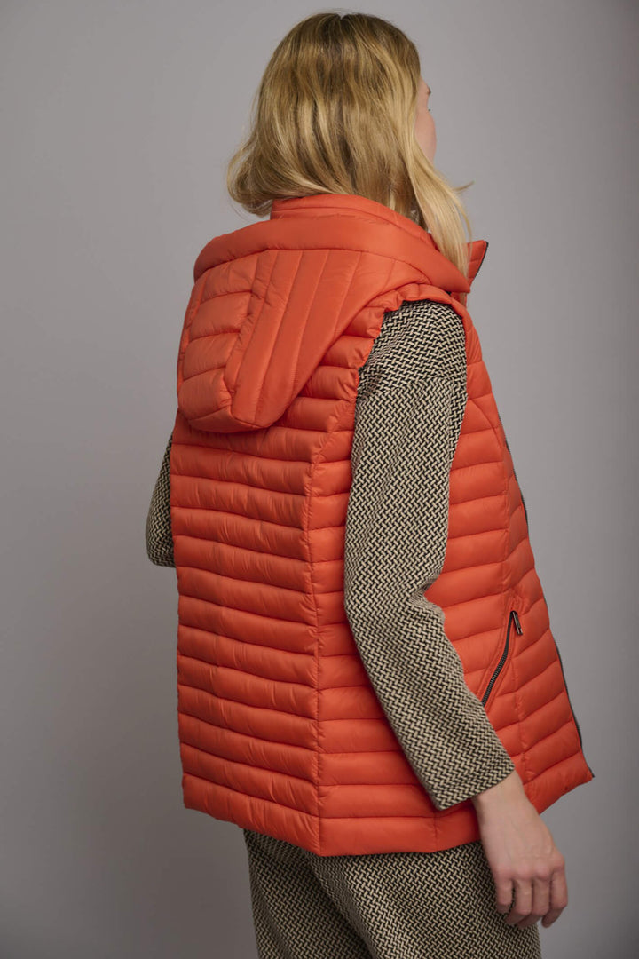 Rino & Pelle Jalaya Pottery Orange Padded Gilet With Detachable Hood - Olivia Grace Fashion