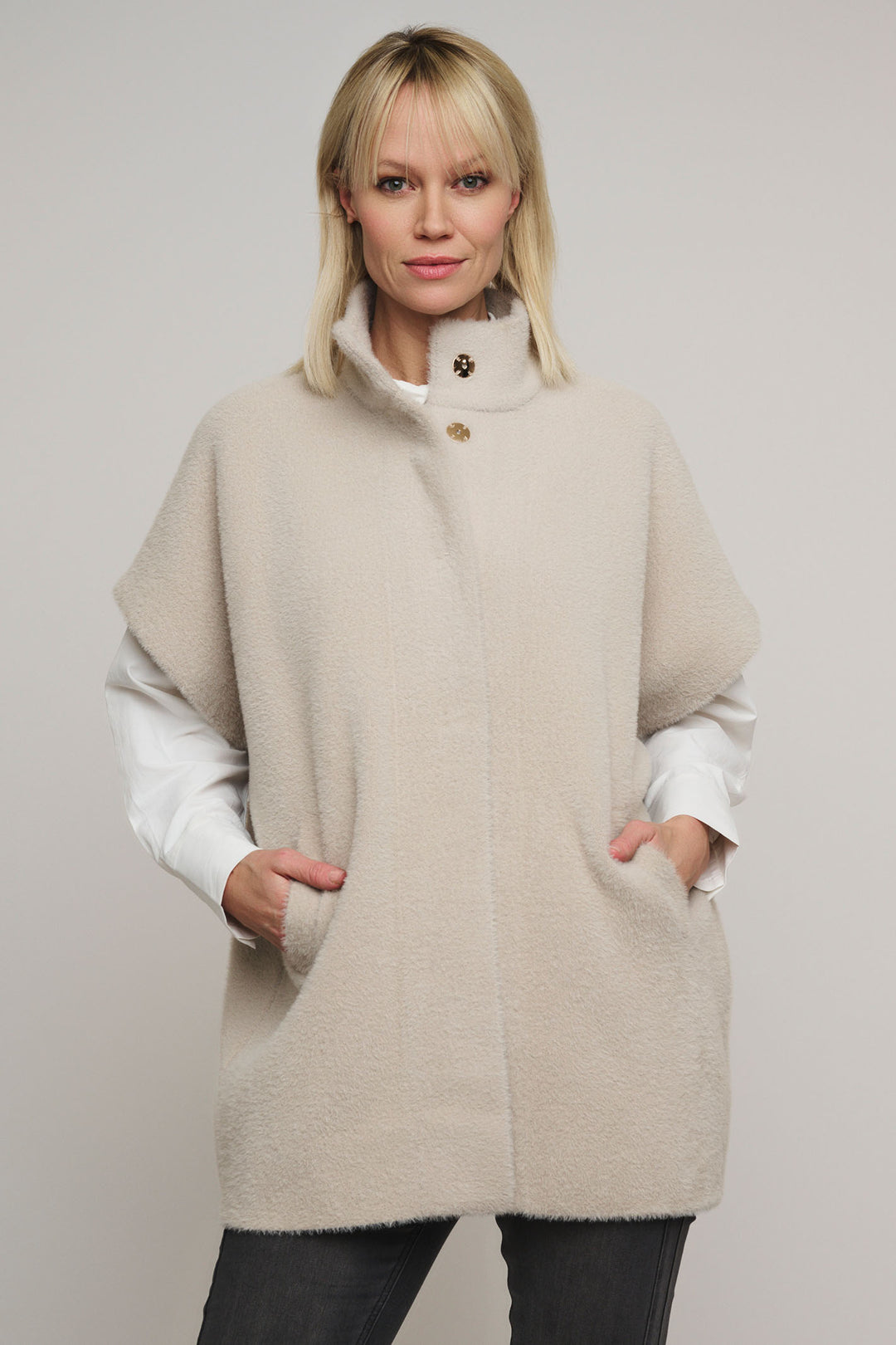 Rino & Pelle Knitted Jacket Short Sleeve Stone Helen 5002411 - Olivia Grace Fashion