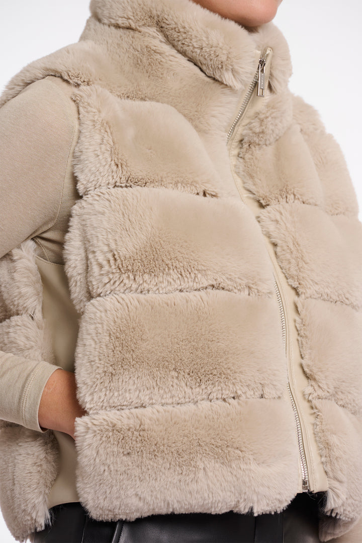 Rino & Pelle May Birch Beige Faux Fur Gilet