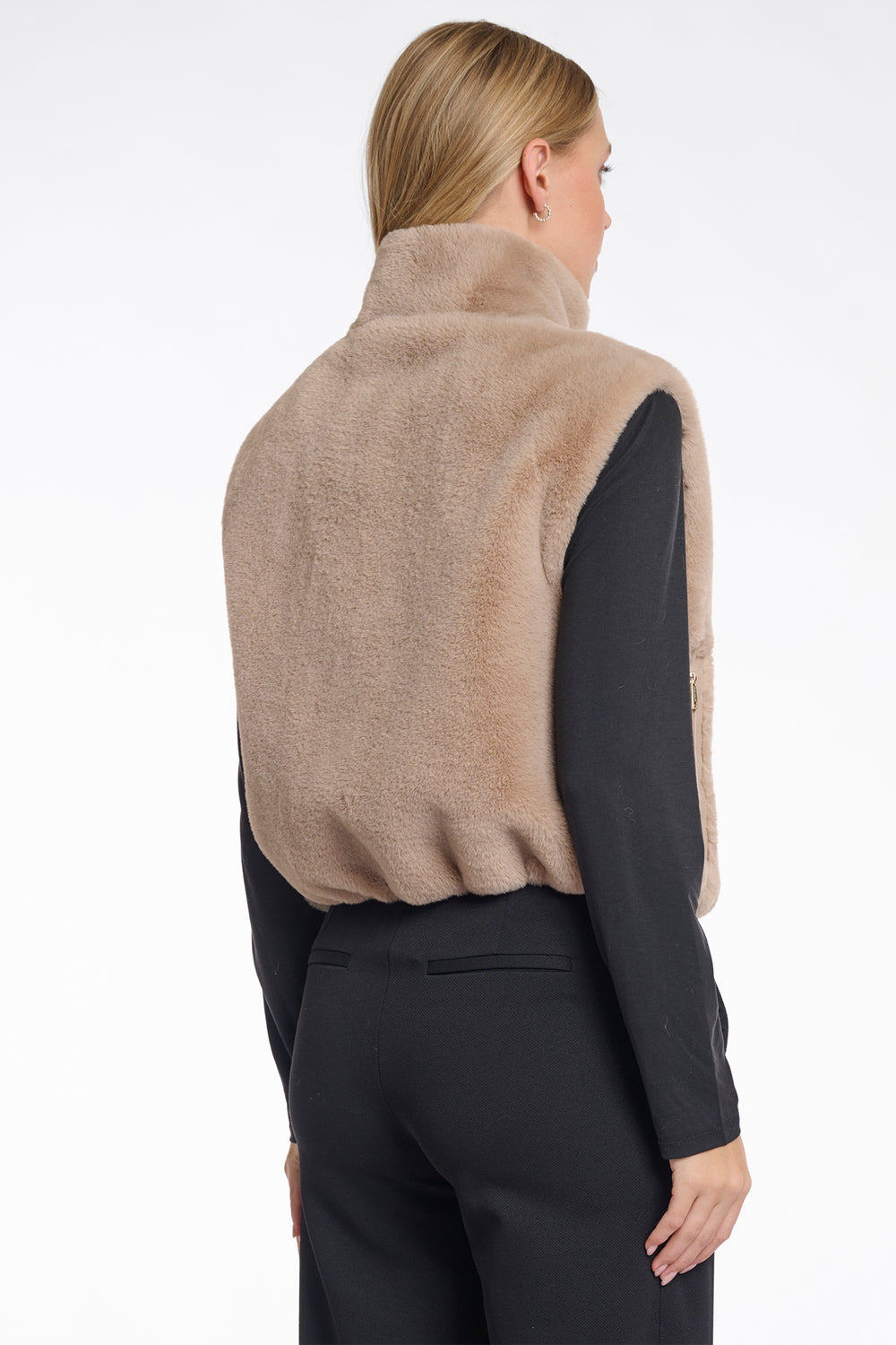 Rino & Pelle Nikki Oat Beige Faux Fur Gilet - Olivia Grace Fashion