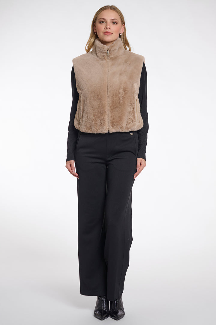 Rino & Pelle Nikki Oat Beige Faux Fur Gilet - Olivia Grace Fashion