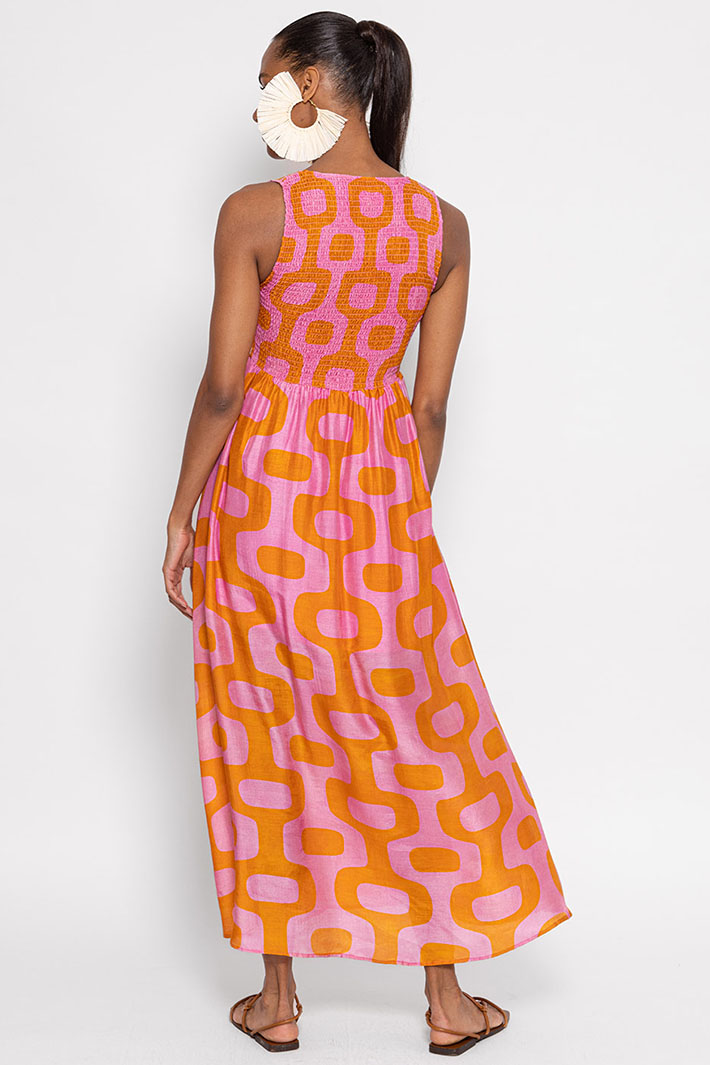 Sundress S24071 Pink Orange Laura Lima Sleveeless Dress - Olivia Grace Fashion