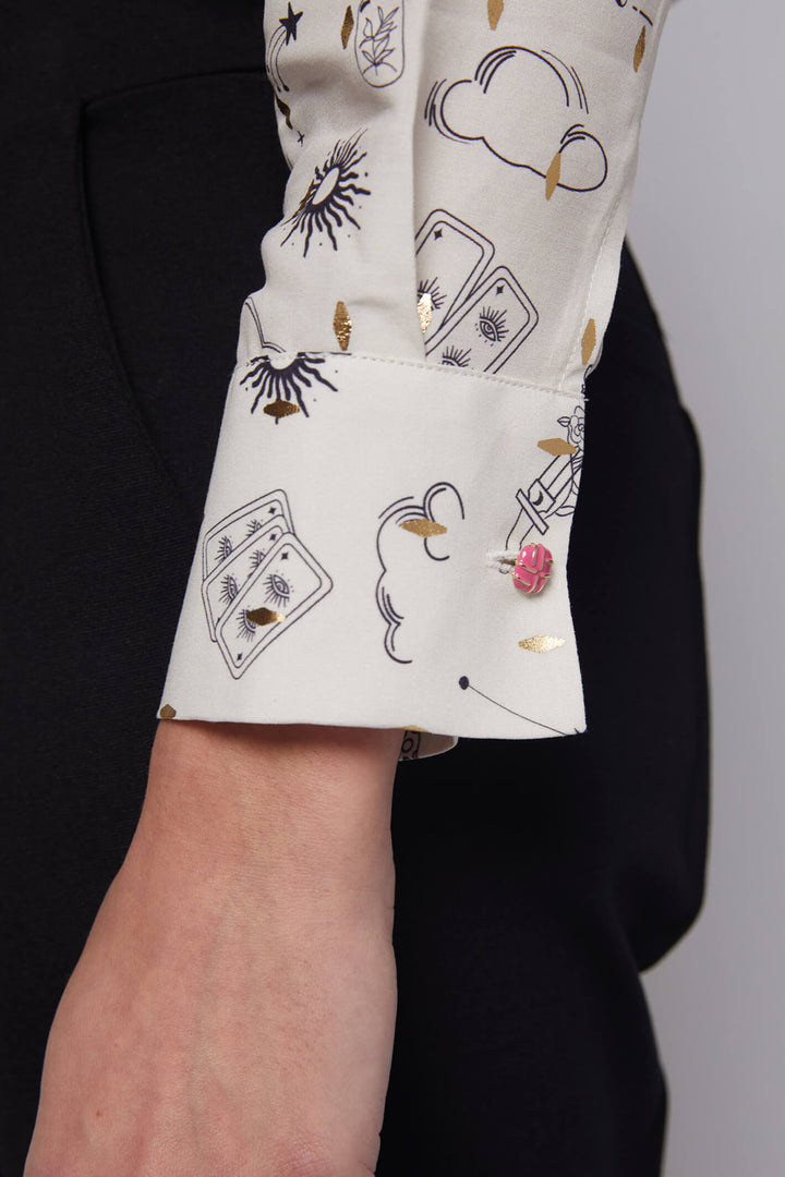 Vilagallo 30700 Cream Galaxy Print Shirt - Olivia Grace Fashion