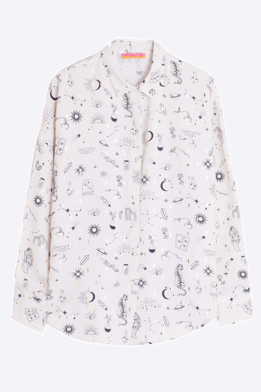 Vilagallo 30700 Cream Galaxy Print Shirt - Olivia Grace Fashion