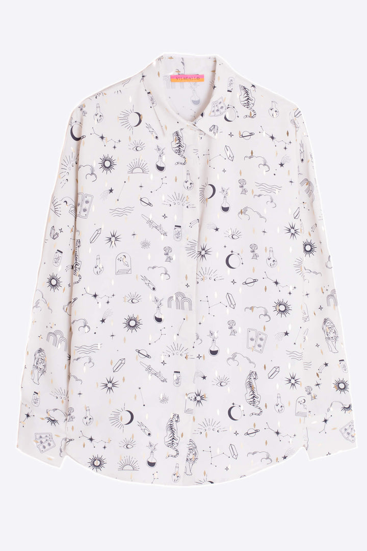 Vilagallo 30700 Cream Galaxy Print Shirt - Olivia Grace Fashion