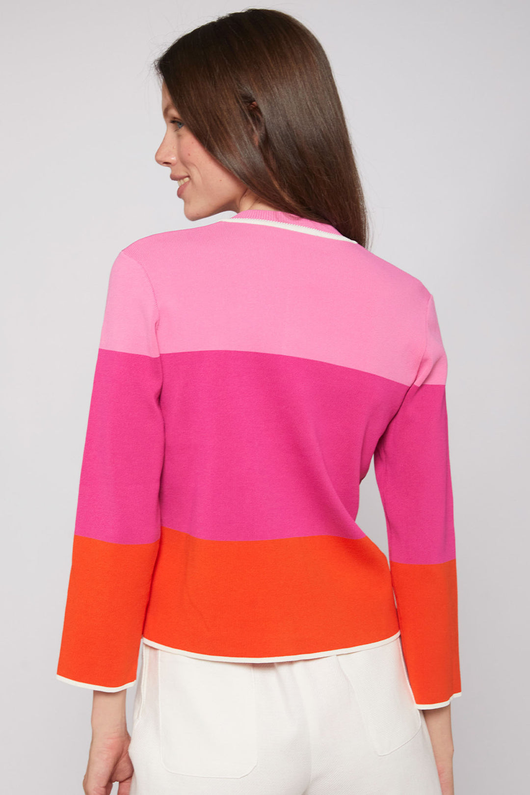 Vilagallo 30901 Pink Fuchsia Block Colour Cardigan - Olivia Grace Fashion