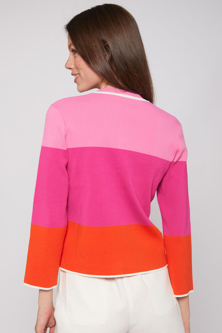 Vilagallo 30901 Pink Fuchsia Block Colour Cardigan - Olivia Grace Fashion