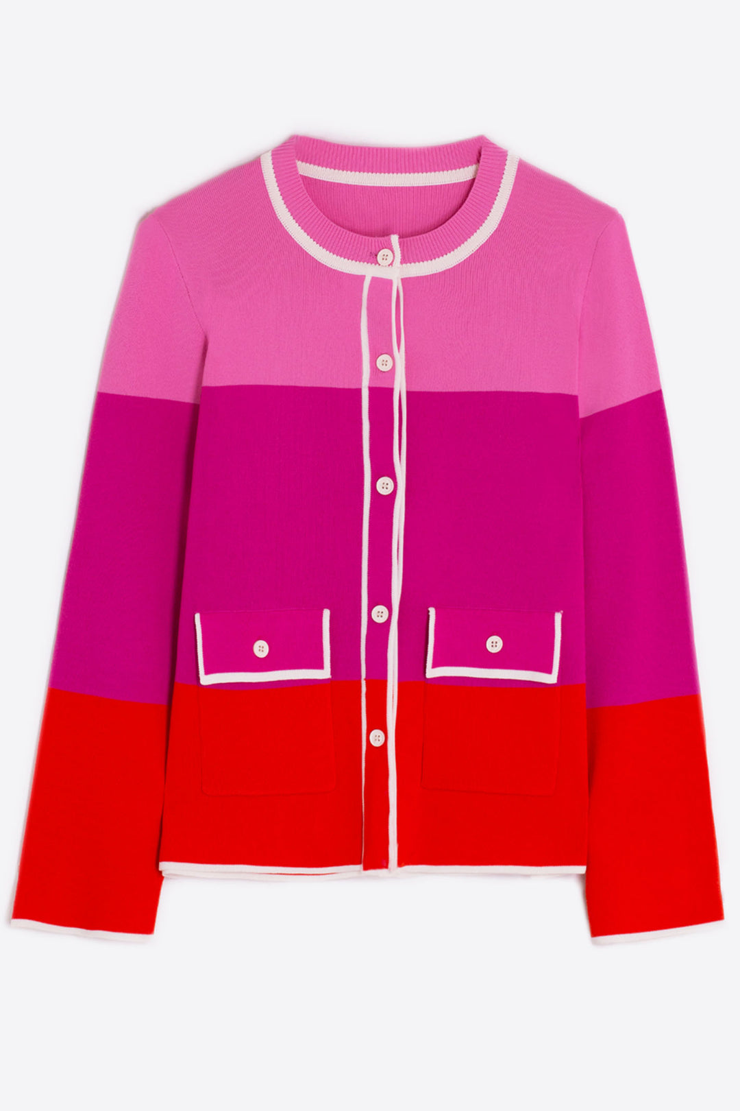 Vilagallo 30901 Pink Fuchsia Block Colour Cardigan - Olivia Grace Fashion
