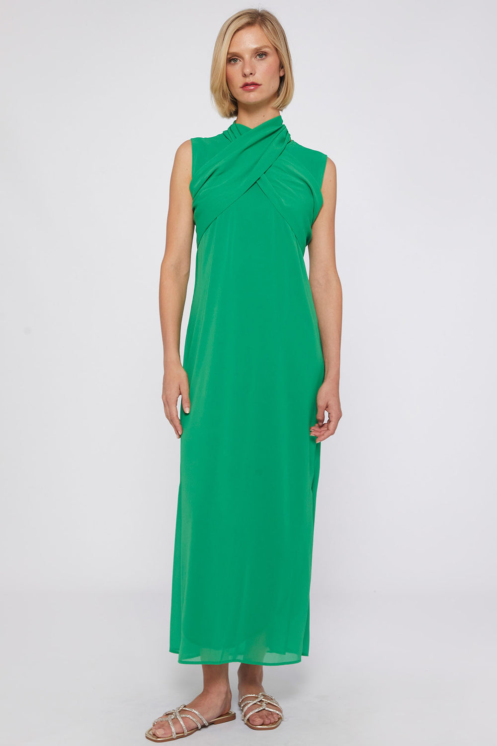 Vilagallo 31116 Green Multi Look Sleeveless Dress - Olivia Grace Fashion