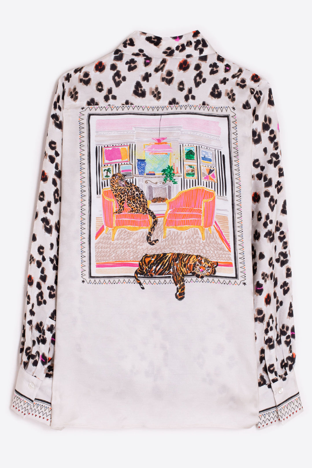 Vilagallo Shirt Animal Print Lounging Cats 31908 - Olivia Grace Fashion