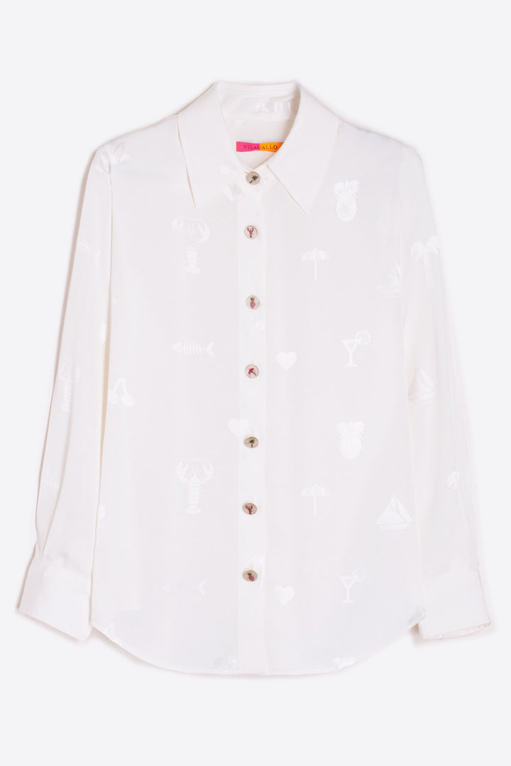 Vilagallo Shirt Holiday Embroidered White 32455 - Olivia Grace Fashion