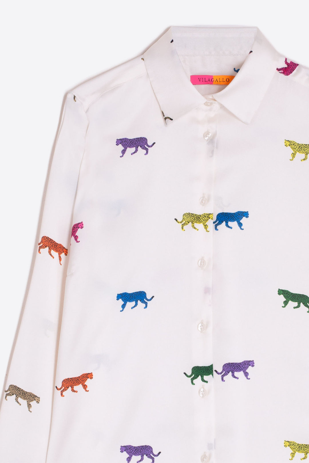 Vilagallo Shirt White Multi Leopard Print 31703 - Olivia Grace Fashion